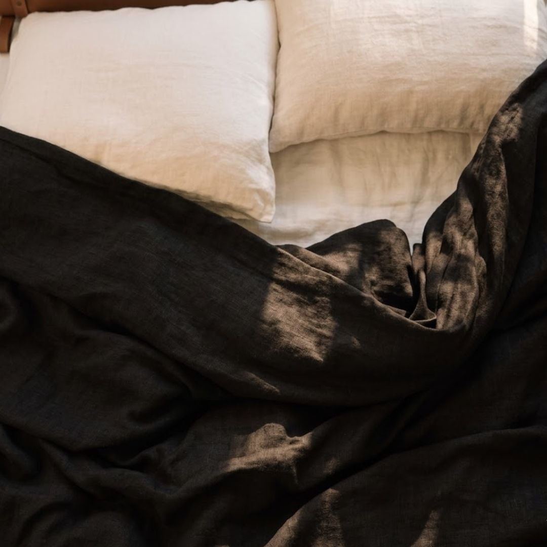 Heritage Linen Duvet Cover - Charcoal Black